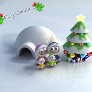 Escena Familiar de Navidad Linda