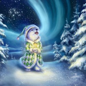 Oso Polar Adorable en un País de Invierno