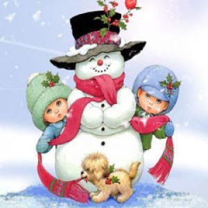 Niños con Muñeco de Nieve