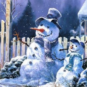 Escena Invernal de Muñecos de Nieve