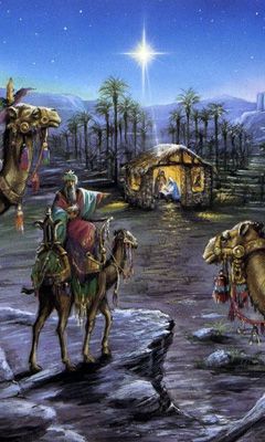Escena de Natividad con Reyes Magos