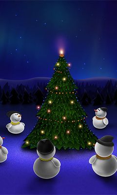Muñecos de Nieve Lindos Alrededor del Árbol de Navidad