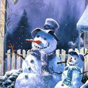 Encantadora escena de muñecos de nieve