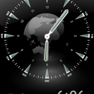 Reloj moderno con fondo de la Tierra