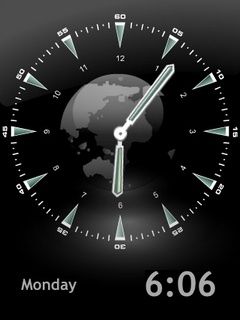 Reloj moderno con fondo de la Tierra