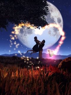 Abrazo Romántico a la Luz de la Luna