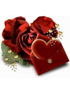 Rosa Roja y Sobre en Forma de Corazón