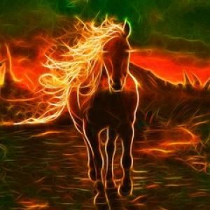 Caballo Ardiente al Atardecer