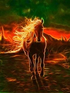 Caballo Ardiente al Atardecer