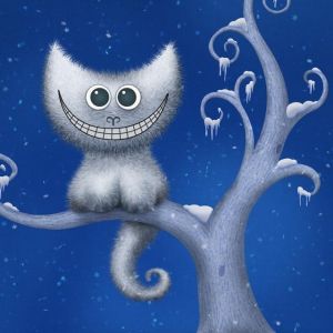 Gato de Dibujos Animados Adorable en Invierno