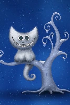 Gato de Dibujos Animados Adorable en Invierno