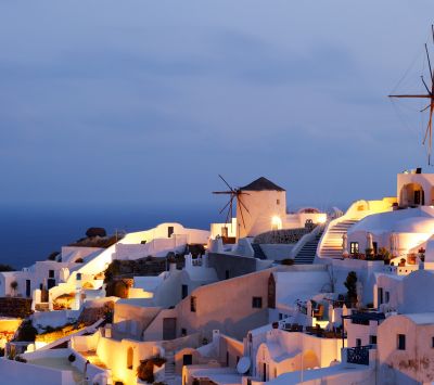 Vista de Santorini al Atardecer