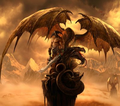 Guerrero Fantástico Épico con Dragón