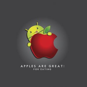 Ilustración de Android y Manzana