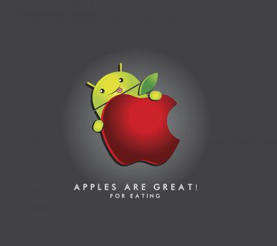 Ilustración de Android y Manzana