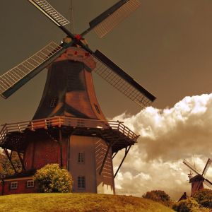 Hermoso Paisaje de Molino de Viento