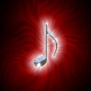 Nota Musical en Fondo Rojo