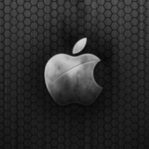 Logo de Apple en fondo hexagonal