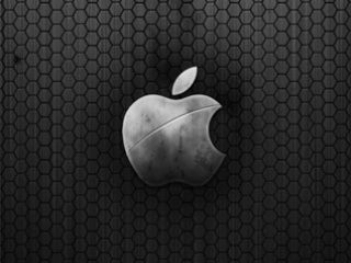 Logo de Apple en fondo hexagonal
