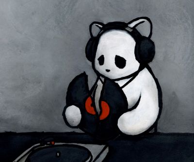 Panda con Auriculares