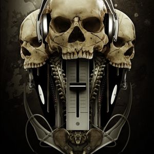 Arte de Calaveras con Auriculares