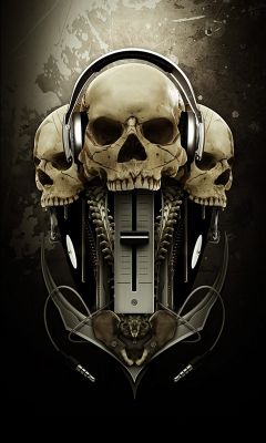 Arte de Calaveras con Auriculares