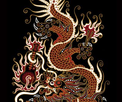 Arte de Dragón con Guitarra