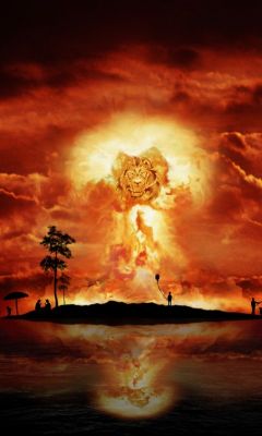 León en explosión ardiente