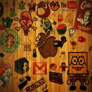 Collage de Pegatinas de Marcas Coloridas