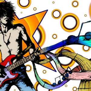 Músico de Rock con Bajo