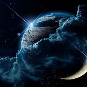Tierra y Luna en el Espacio