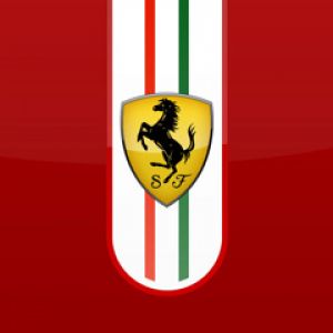 Logo de Ferrari en fondo rojo