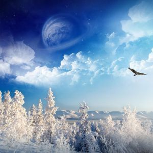 Paisaje Invernal con Planeta