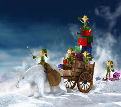 Duendes de Navidad y Oso Polar