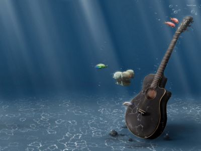Guitarra Submarina con Peces