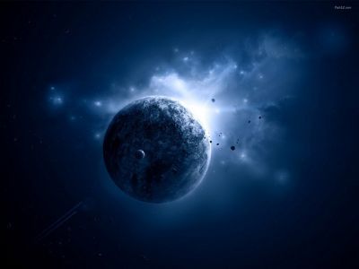 Planeta Azul Místico en el Espacio