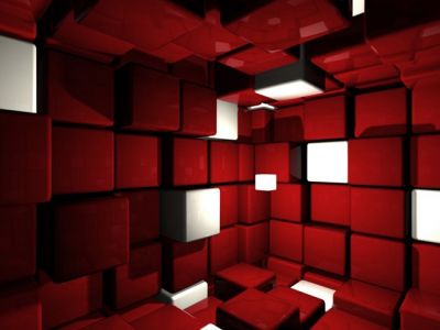 Bloques Abstractos Rojos y Blancos