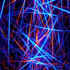 Patrones de Luz Azul y Naranja Vibrantes