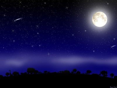 Cielo Nocturno Estrellado con Luna
