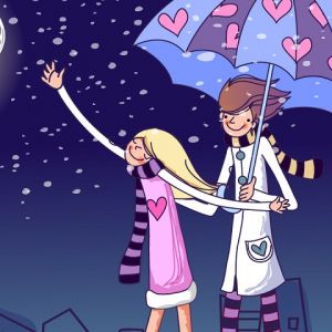 Pareja Bajo el Paraguas