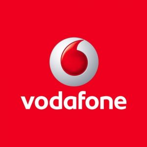 Logo de Vodafone en fondo rojo