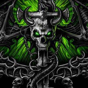 Calavera y espada arte de fantasía