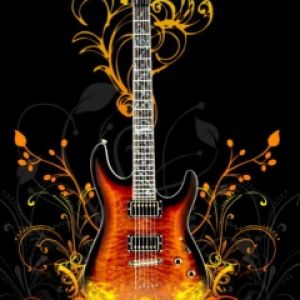 Guitarra Eléctrica con Diseño Floral