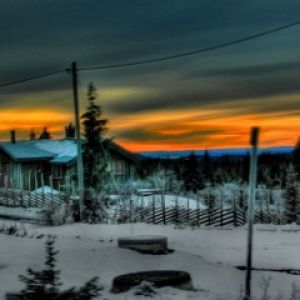 Atardecer Invernal sobre Cabaña