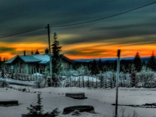 Atardecer Invernal sobre Cabaña