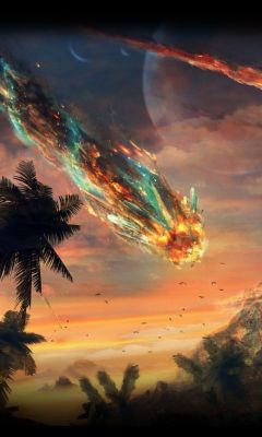Meteorito Ardiente sobre Paraíso Tropical