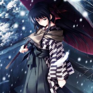Chica de Fantasía Invernal con Paraguas