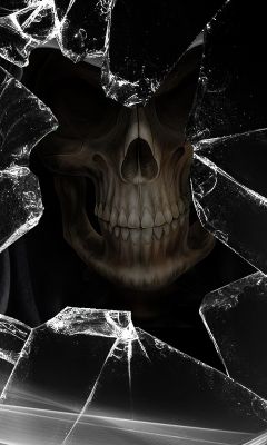 Calavera Detrás de Cristales Rotos
