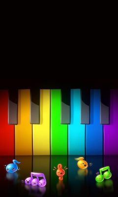 Teclas de Piano Coloridas y Notas Musicales