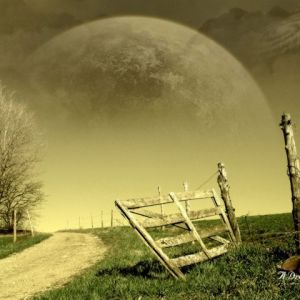 Paisaje de ensueño con planeta